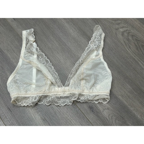 Eberjey Womens Floral Lace Mesh Bralette Adjustable Strap Wireless Ivory Size S? - Picture 1 of 5